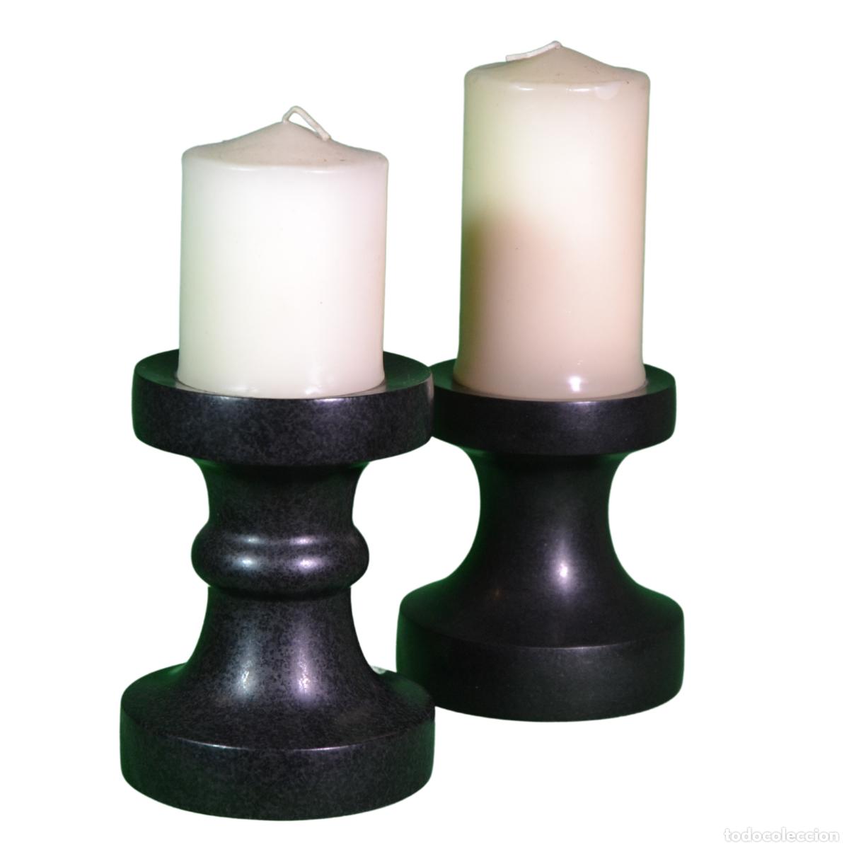 Antig&uuml;edades: Candelabros Granito Negro John Julian Design