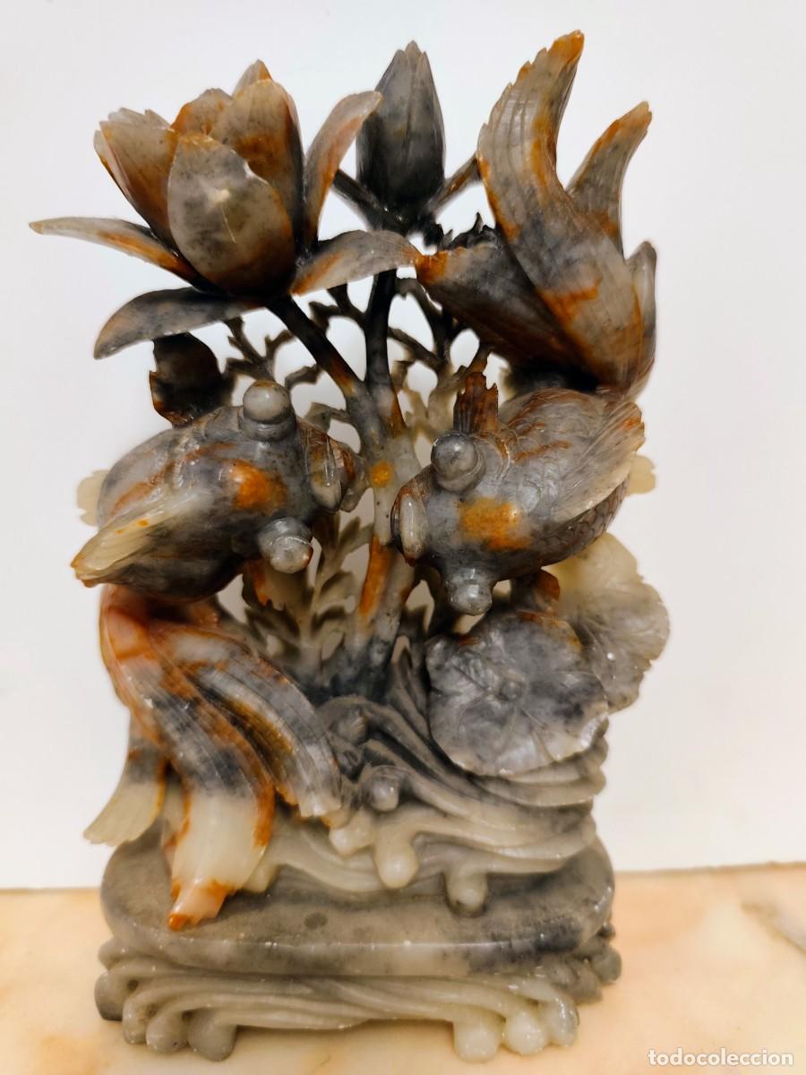 Antig&uuml;edades: Figura decorativa piedra natural tipo &aacute;gata tallada estilo oriental