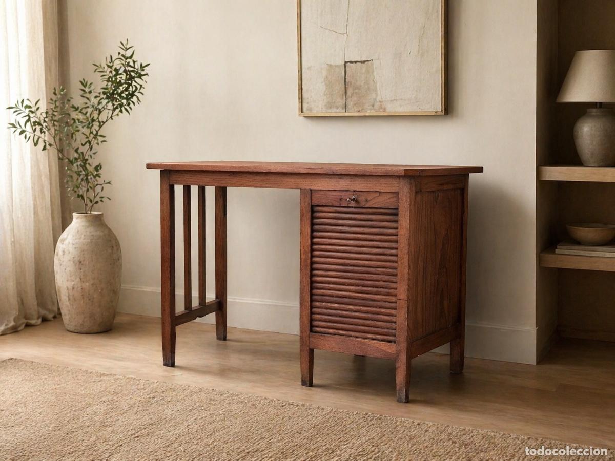 Antig&uuml;edades: Antiguo escritorio de roble con persiana enrollable &ndash; mueble de oficio