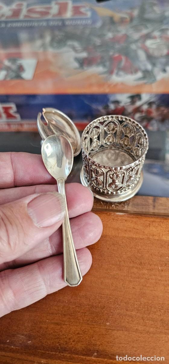 Antig&uuml;edades: Tarrito con cucharilla con sellos plata - Foto 4