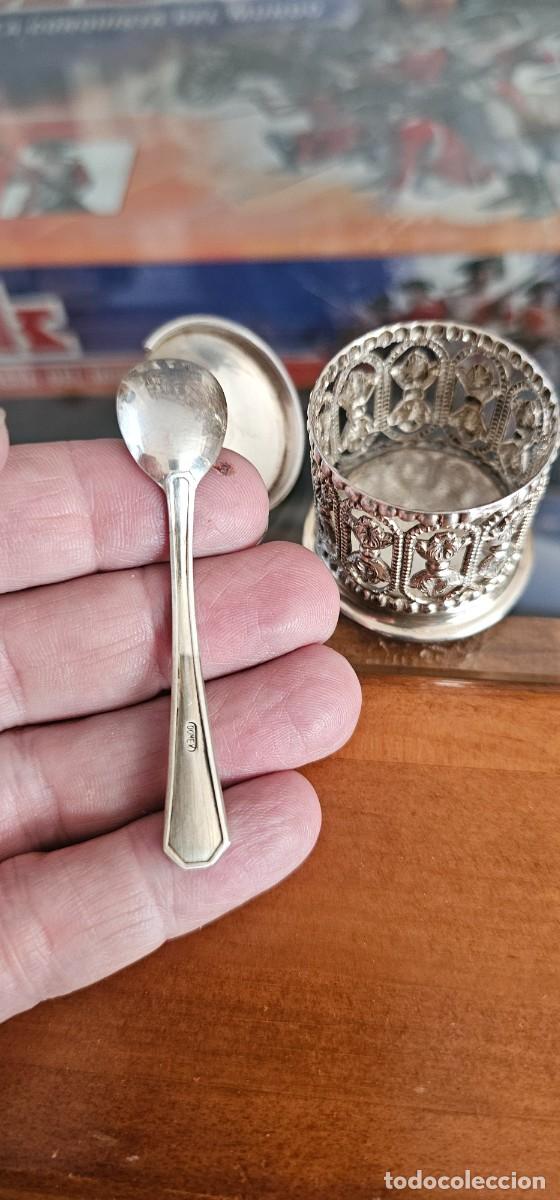 Antig&uuml;edades: Tarrito con cucharilla con sellos plata - Foto 5