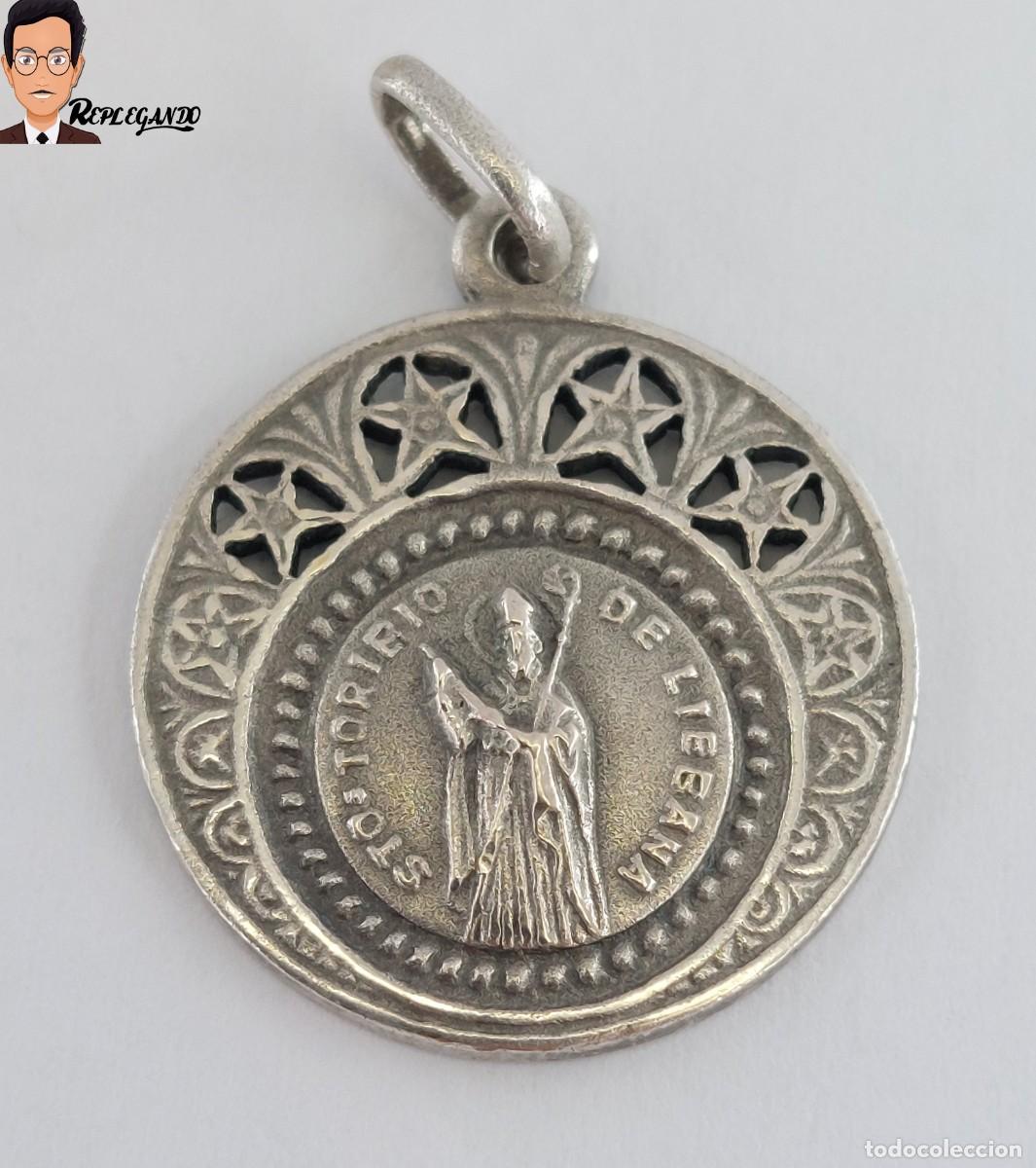 Antig&uuml;edades: SANTO TORIBIO DE LI&Eacute;BANA : ANTIGUA MEDALLA RELIGIOSA CALADA A&Ntilde;OS 50 / PLATA CONTRATADA