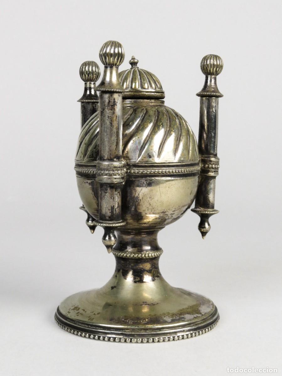 Antig&uuml;edades: L&aacute;mpara de aceite Alpaca Inglaterra principio del siglo XX