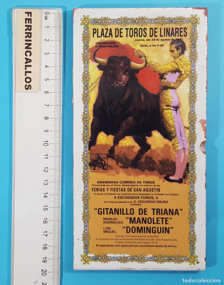 Antig&uuml;edades: BALDOSIN REPRODUCCI&Oacute;N PLAZA DE TOROS DE LINARES, GITANILLO DE TERIANA, MANOLETE Y DOMINGU&Iacute;N, BALDOSA