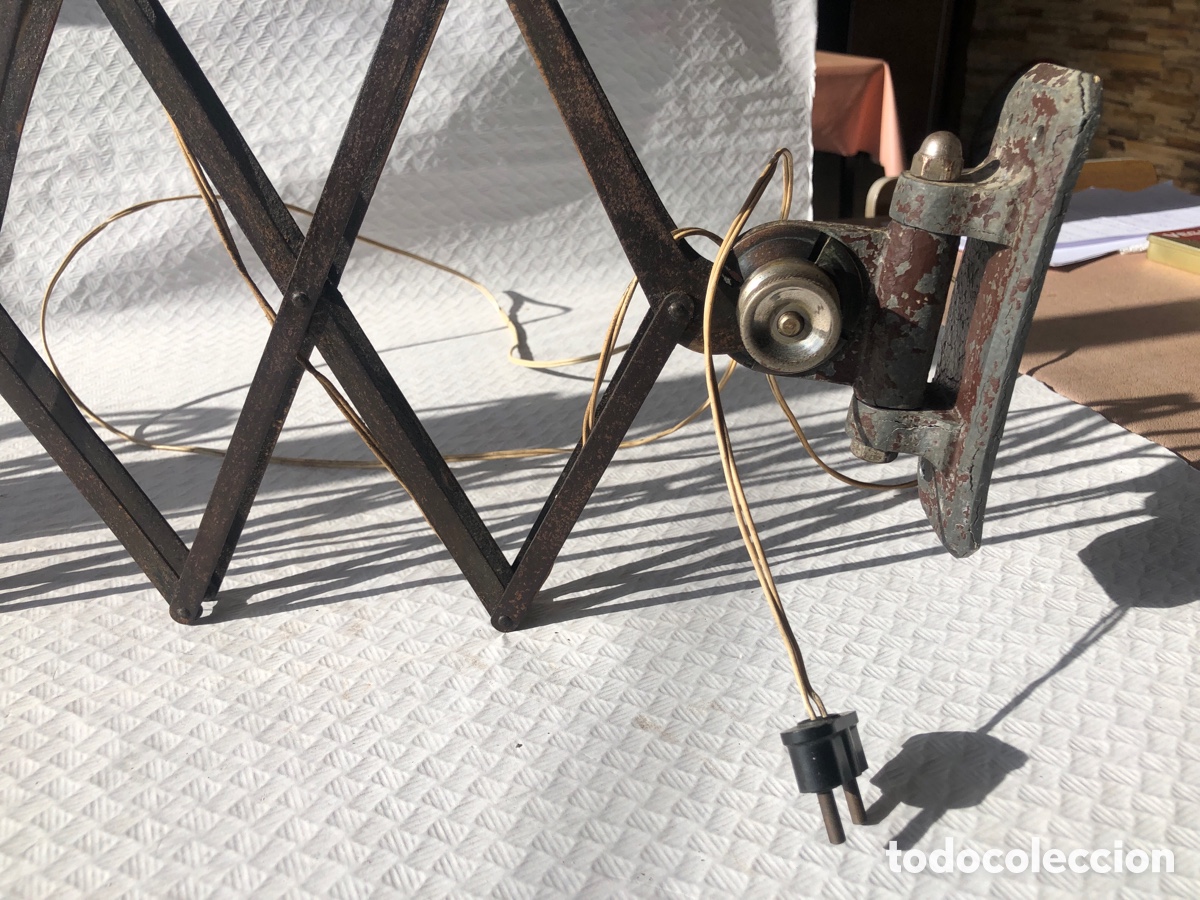 Antig&uuml;edades: Antigua lampara industrial extensible de pared - Foto 10