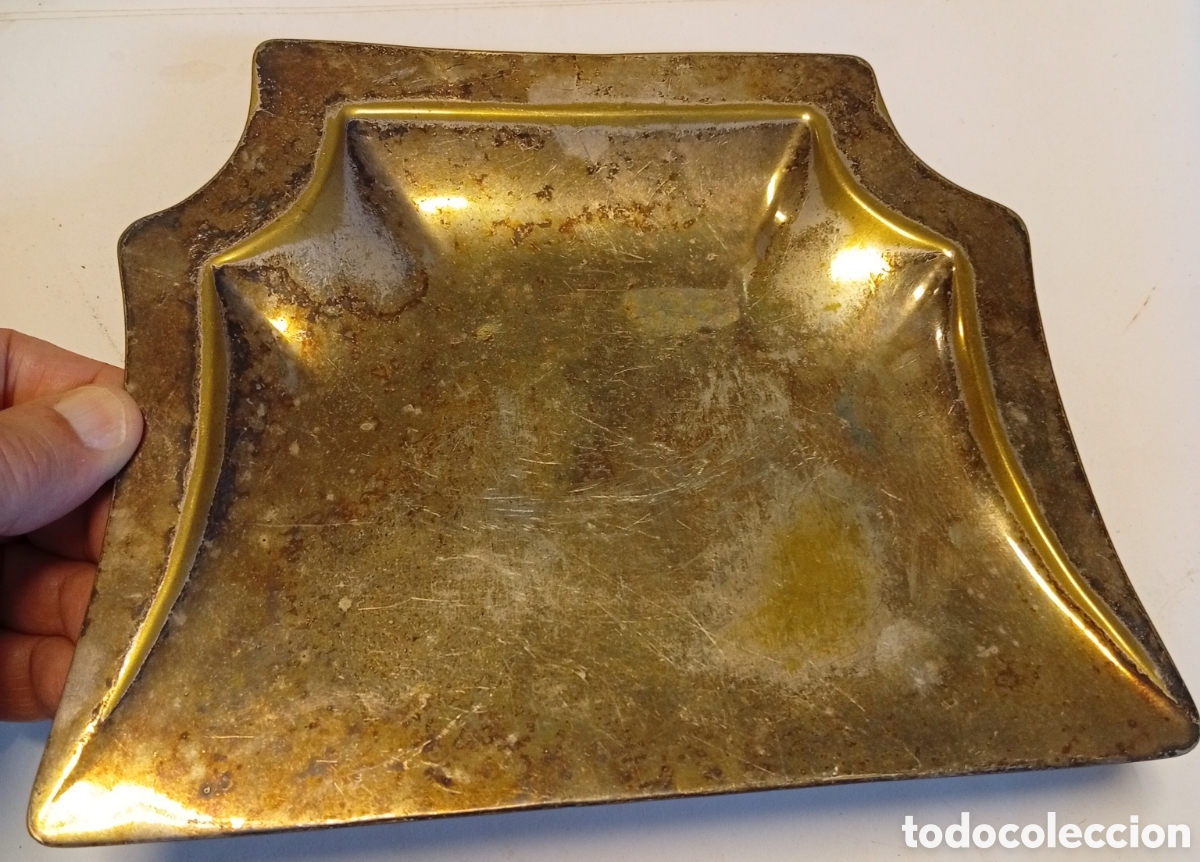 Antig&uuml;edades: Metal plateado bonito viejo recoge migas de mesa