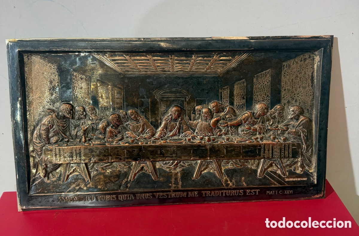 Antig&uuml;edades: Relieve Met&aacute;lico La &Uacute;ltima Cena Leonardo