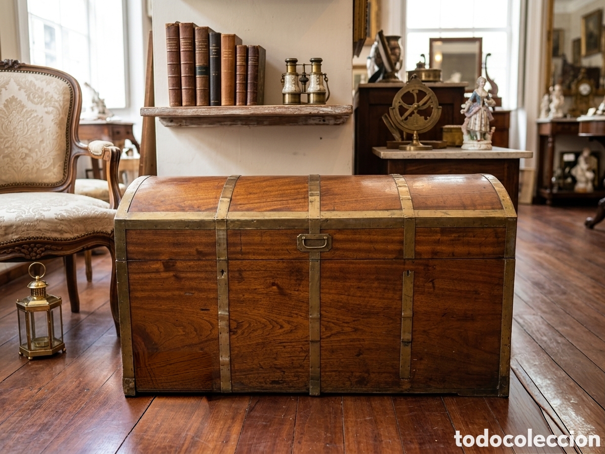 Antig&uuml;edades: Impresionante ba&uacute;l de alcanfor 106x54x56