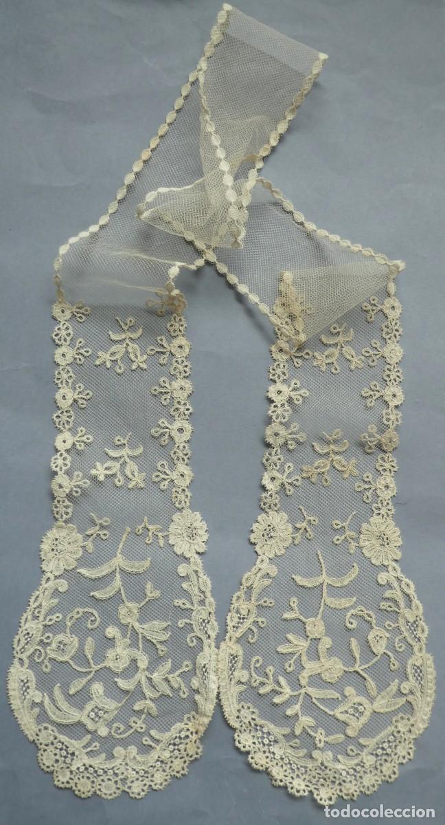 Antig&uuml;edades: ANTIGUA CORBATA DE ENCAJE DE BRUSELAS - IMAGEN . NOVIA S. XIX