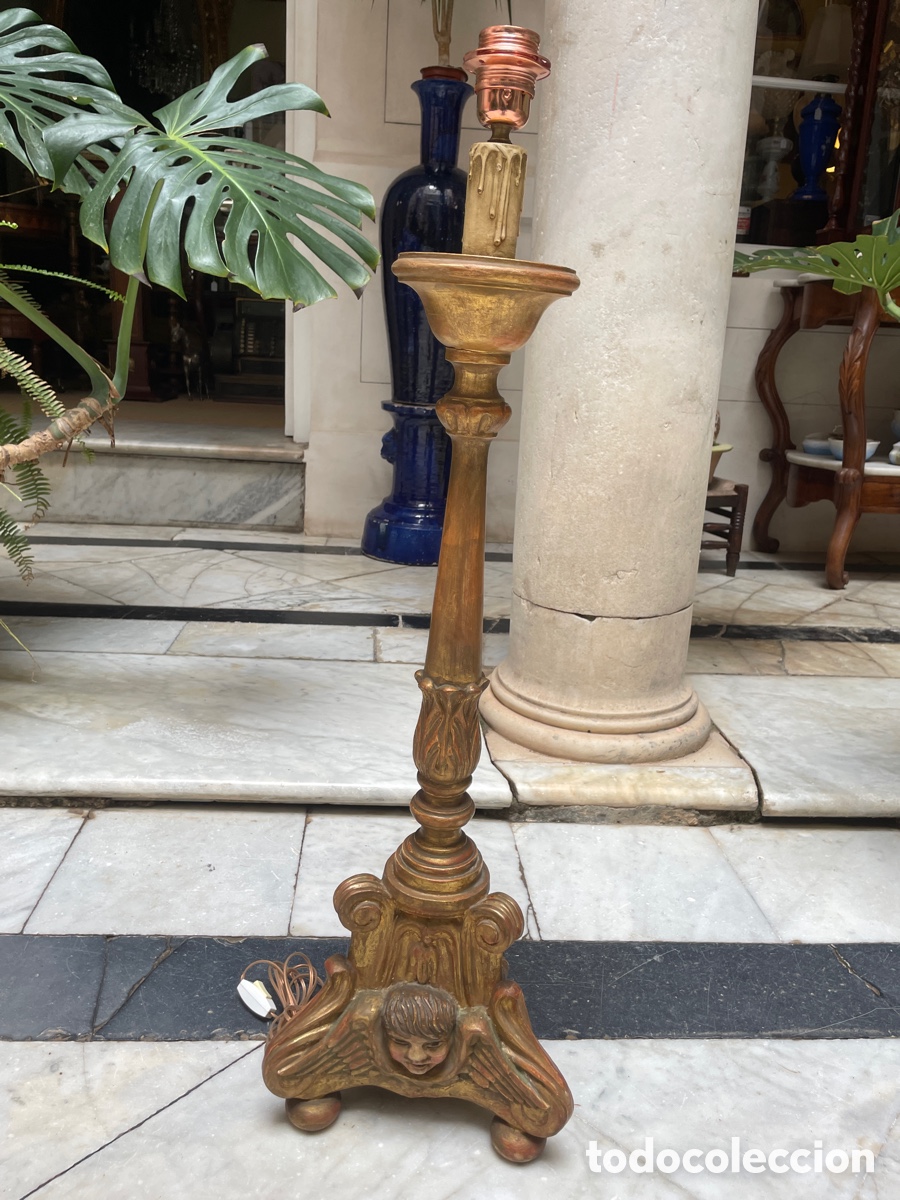 Antig&uuml;edades: L&aacute;mpara madera siglo XX - Foto 2