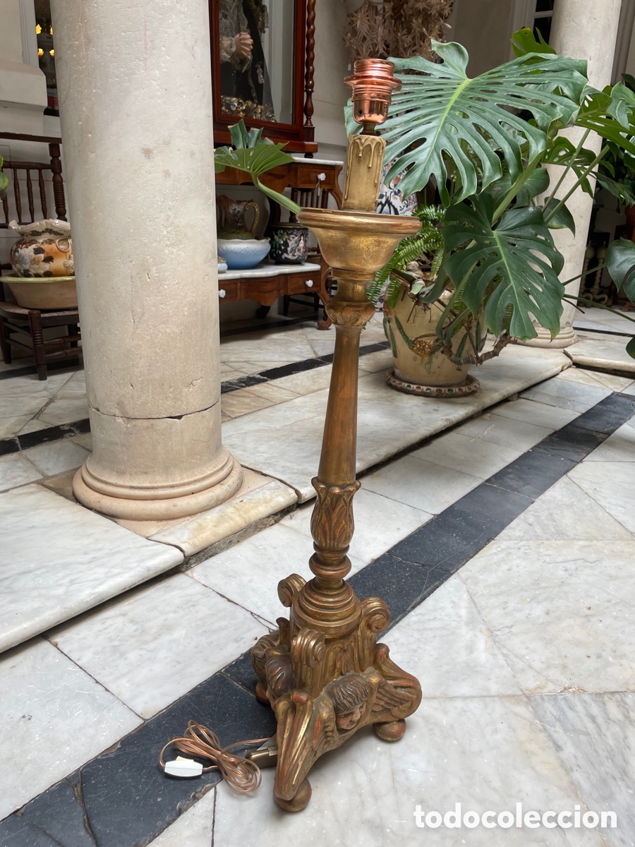 Antig&uuml;edades: L&aacute;mpara madera siglo XX - Foto 3