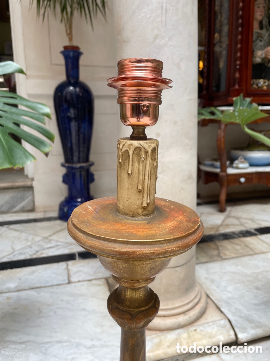 Antig&uuml;edades: L&aacute;mpara madera siglo XX - Foto 7