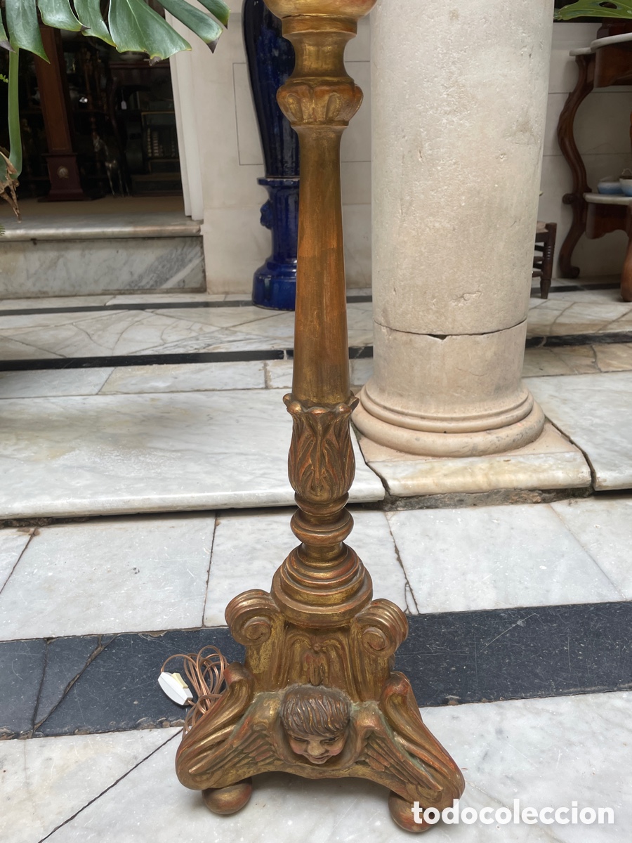 Antig&uuml;edades: L&aacute;mpara madera siglo XX - Foto 8