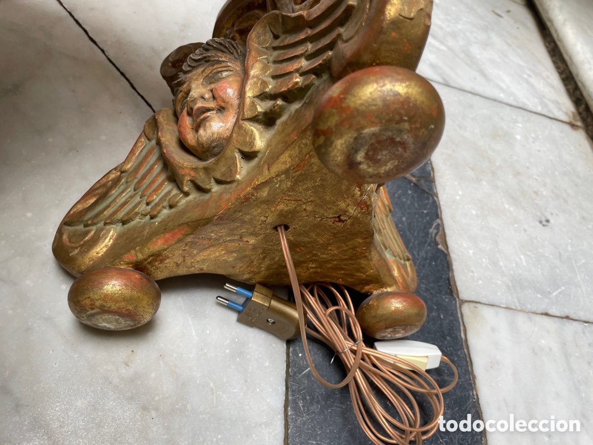 Antig&uuml;edades: L&aacute;mpara madera siglo XX - Foto 12