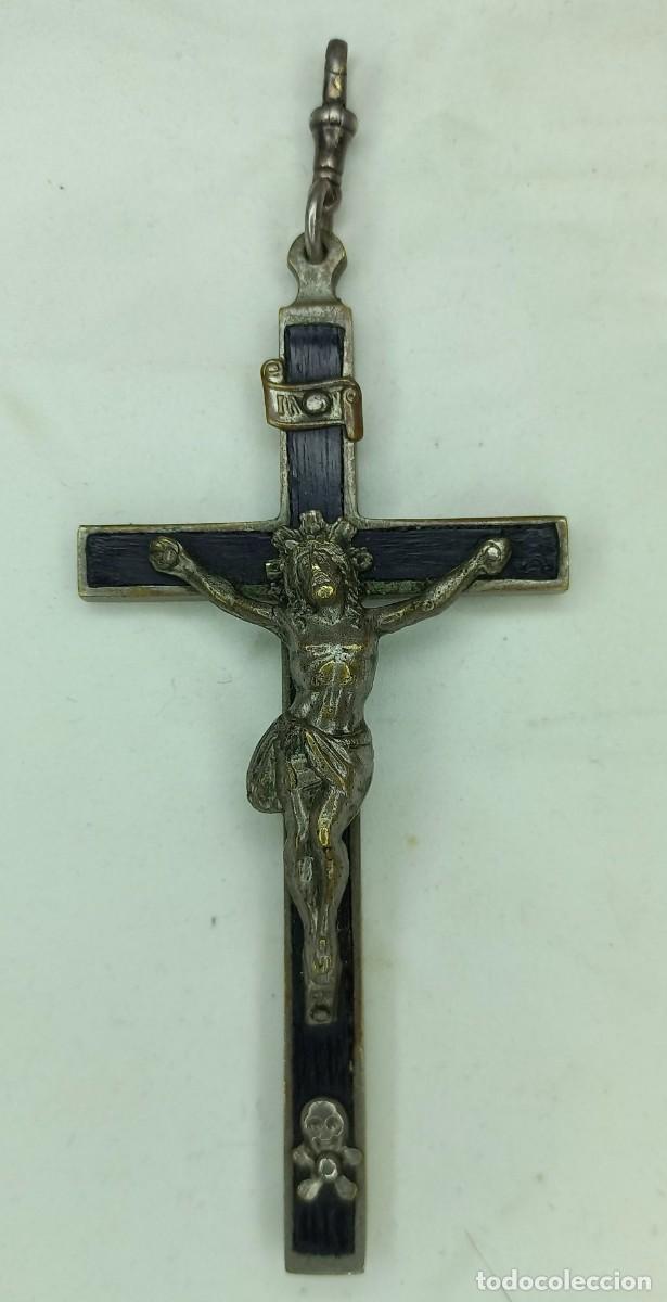 Antig&uuml;edades: CON 214 A&Ntilde;OS DE ANTIGUEDAD - CRUCIFIJO CON CRISTO DE BRONCE Y MADERA DE EBANO , MARCADO - ROMA 1812