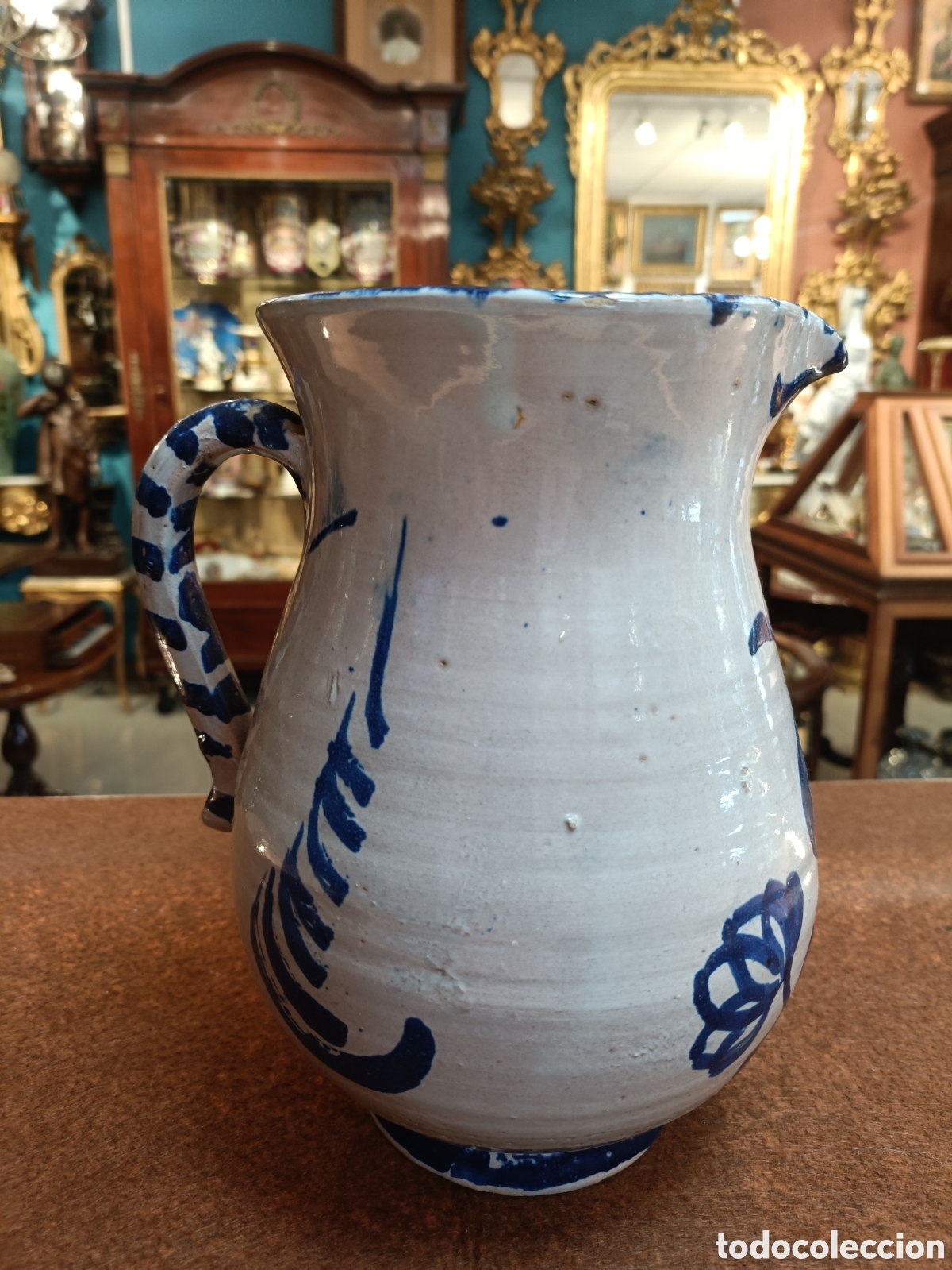 Antig&uuml;edades: ANTIGUA JARRA CER&Aacute;MICA VIDRIADA, FAJALAUZA 22CM ALTO