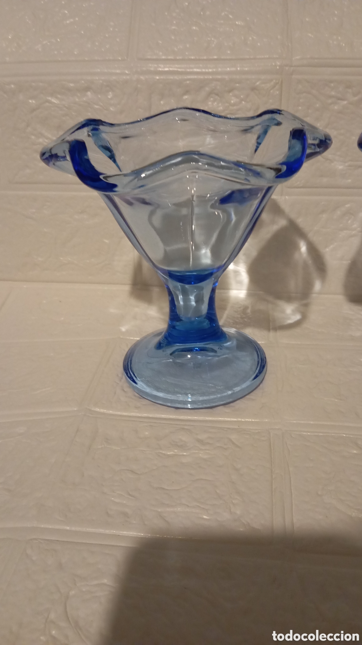 Antig&uuml;edades: Pareja copas de cristal azul - Foto 3