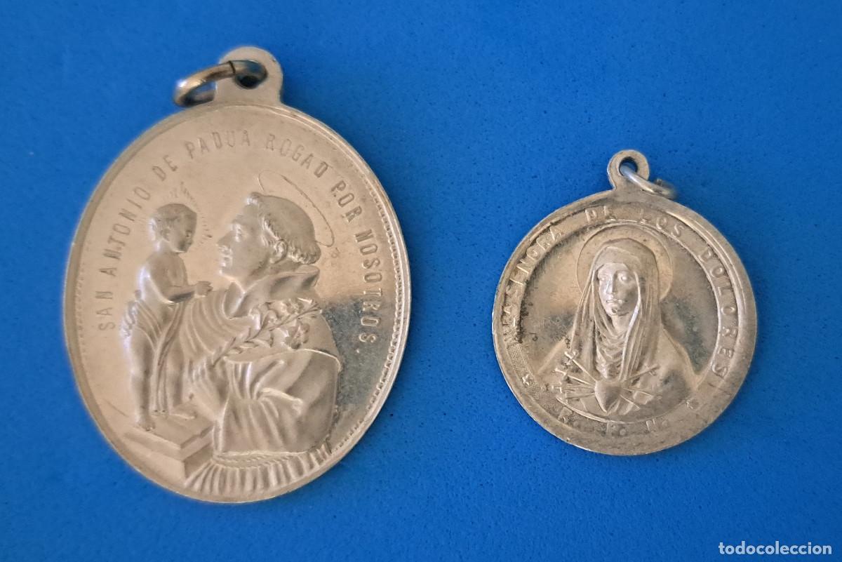 Antig&uuml;edades: PAREJA DE MEDALLAS ANTIGUAS - SAN ANTONIO DE PADUA - NTA. SRA. DE LOS DOLORES - SAGRADO CORAZ&Oacute;N
