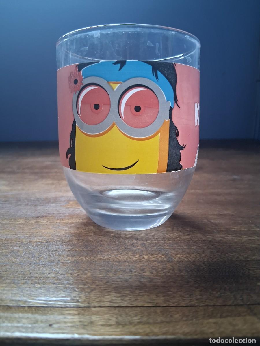 Antig&uuml;edades: Vaso grande de cristal nocilla dibujos animados Minions The rise of gru Kevin