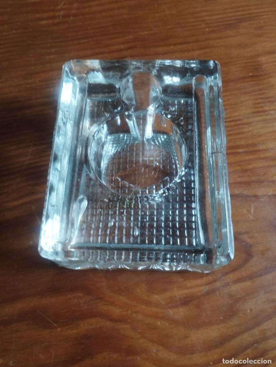 Antig&uuml;edades: Soporte para tintero de cristal vintage de 9,5 cm x 7,5 cm x 3 cm