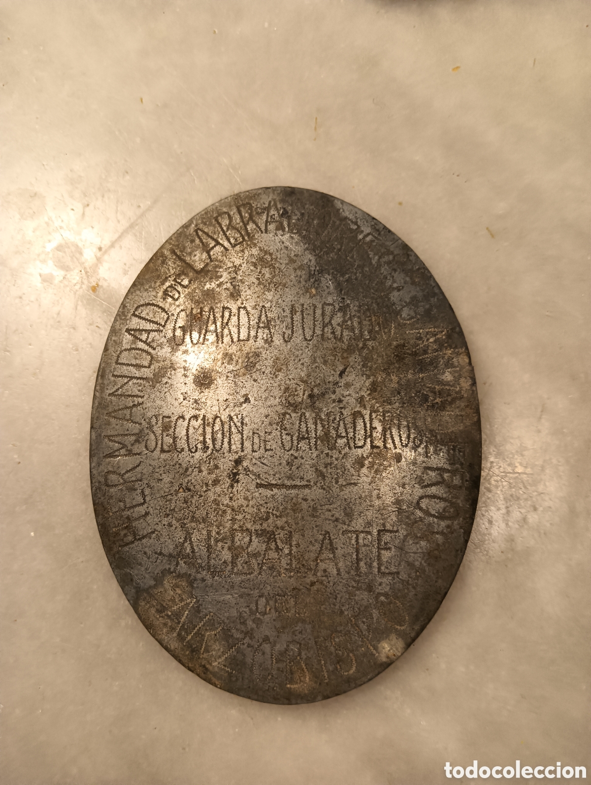 Antig&uuml;edades: Placa de guarda de la hermandad de labradores de albalate del arzobispo