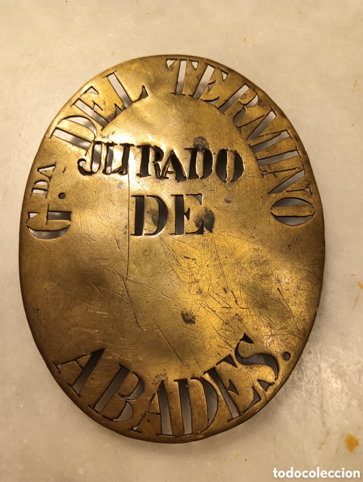 Antig&uuml;edades: Placa de guarda jurado del t&eacute;rmino de abades Segovia