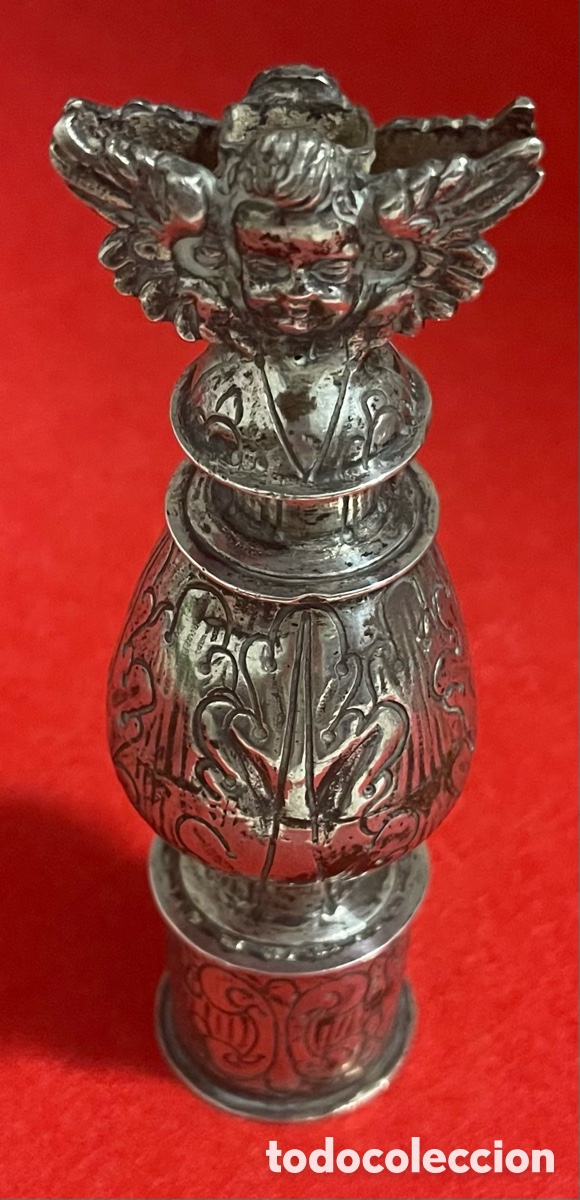 Antig&uuml;edades: Antiguo remate de un b&aacute;culo en Plata de ley. - Foto 2