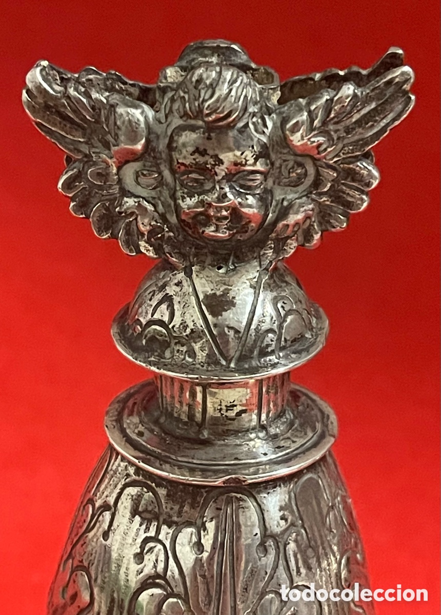 Antig&uuml;edades: Antiguo remate de un b&aacute;culo en Plata de ley. - Foto 10