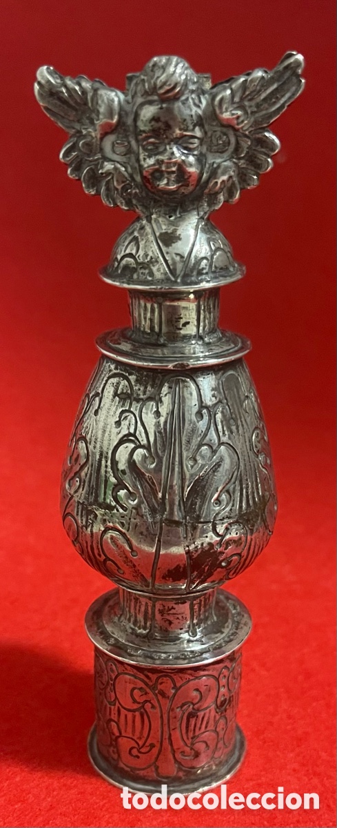 Antig&uuml;edades: Antiguo remate de un b&aacute;culo en Plata de ley. - Foto 1