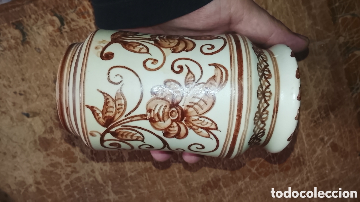 Antig&uuml;edades: Jarr&oacute;n cer&aacute;mica porcelana Talavera de la reina pintada a mano 14,5 cm