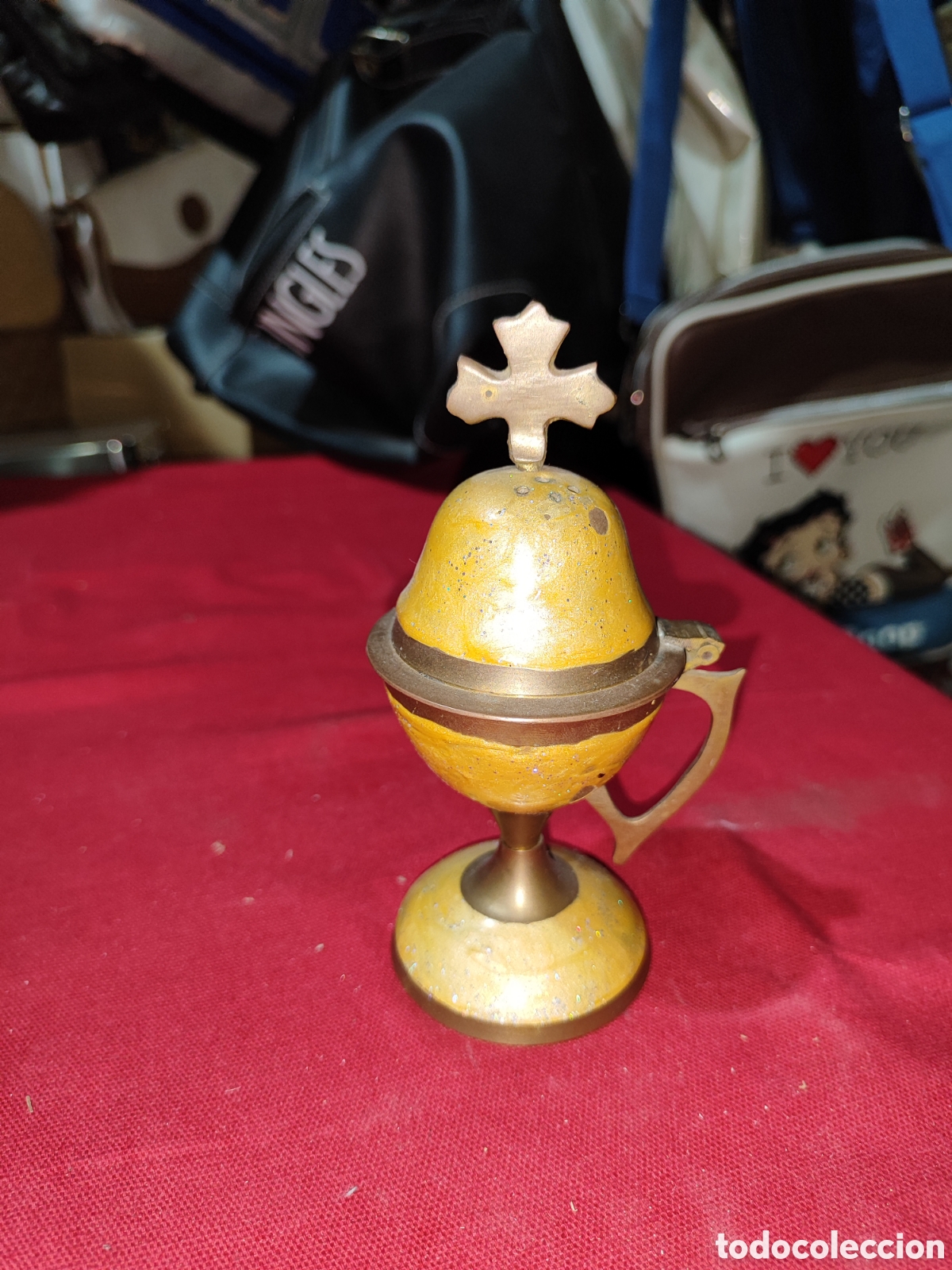 Antig&uuml;edades: Incensiario quemador de lat&oacute;n religioso