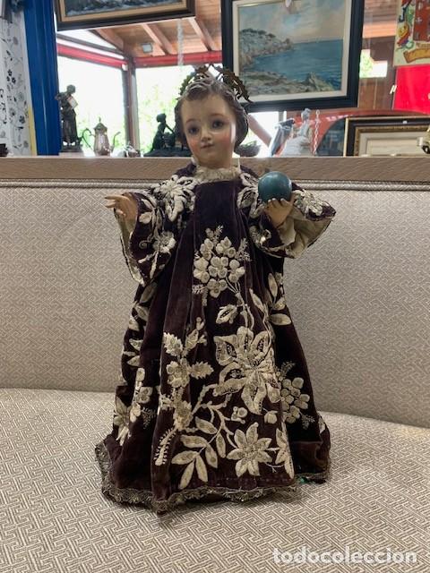 Antig&uuml;edades: Imagen religiosa siglo XIX ni&ntilde;o de la bola