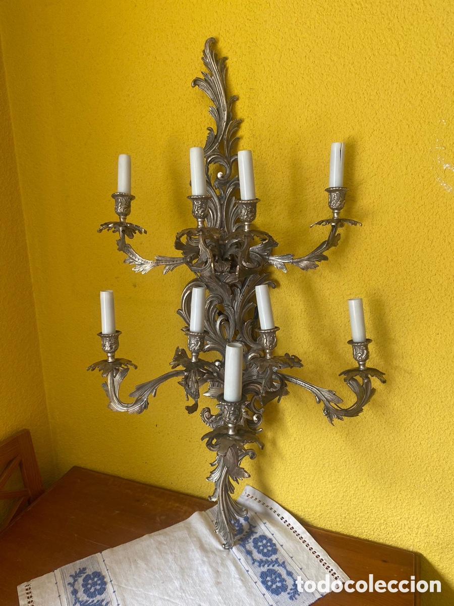 Antig&uuml;edades: Gran Aplique de Pared Estilo Rococ&oacute; Luis XV - 9 Luces - 105 cm de Altura - Vintage/Antiguo