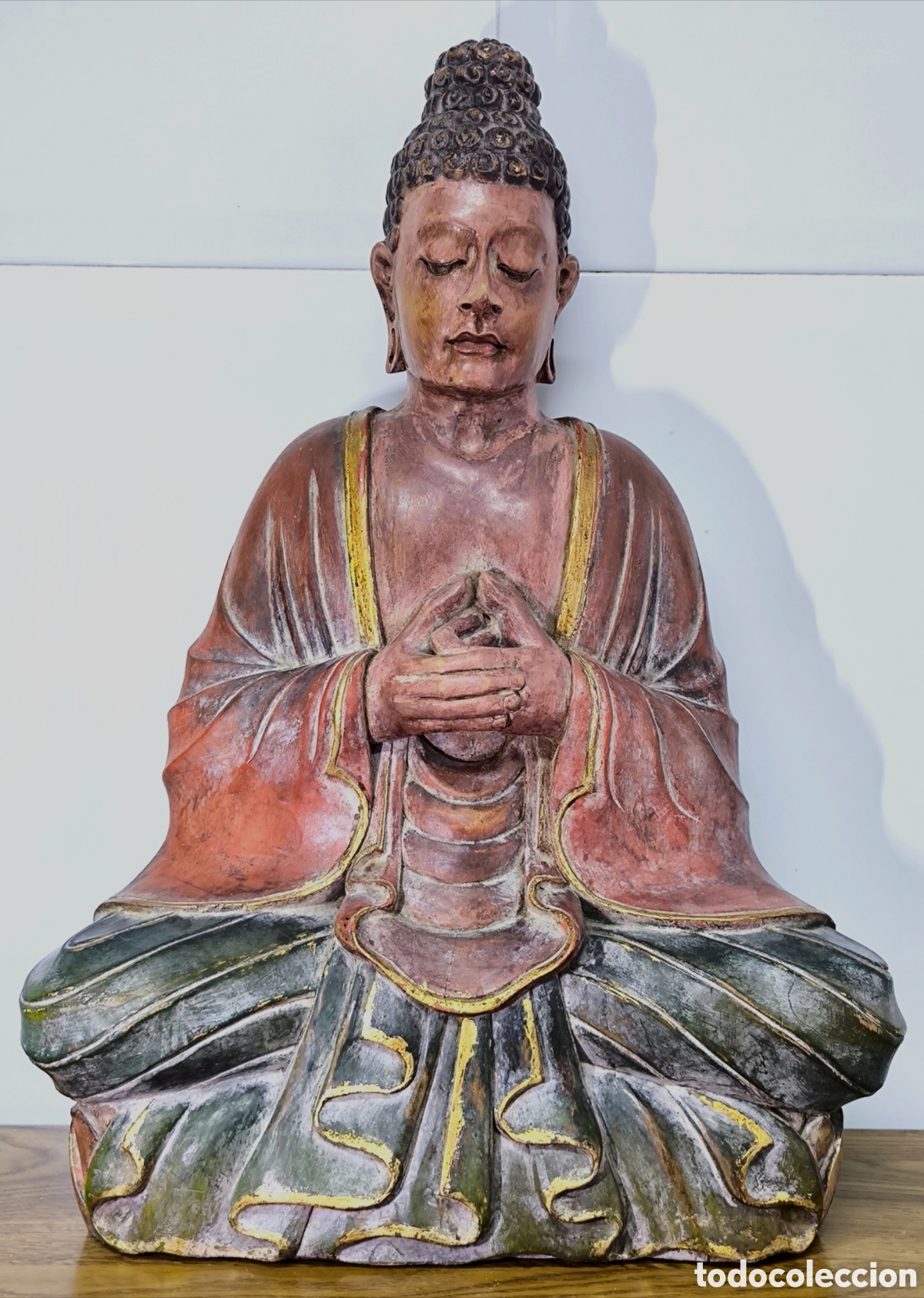 Antig&uuml;edades: GRAN Y MUY ANTIGUO BUDA MADERA POLICROMADA