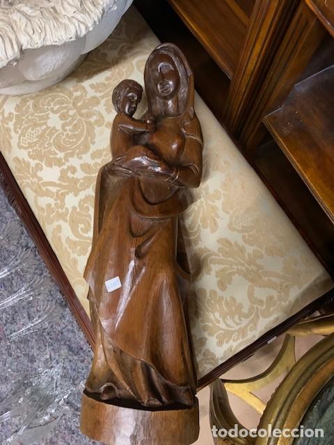 Antig&uuml;edades: Talla madera virgen maria con ni&ntilde;o