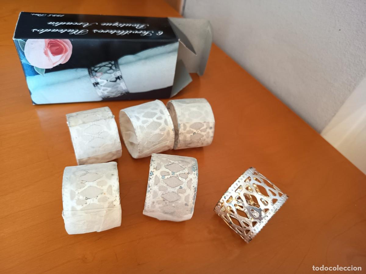 Antig&uuml;edades: Juego de 6 servilleteros de alpaca