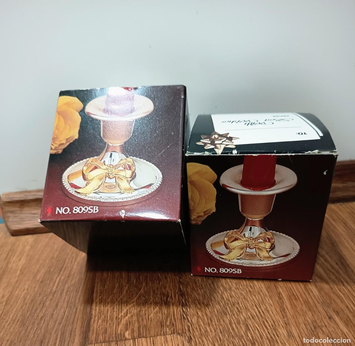 Antig&uuml;edades: Pareja de candelabros de alpaca