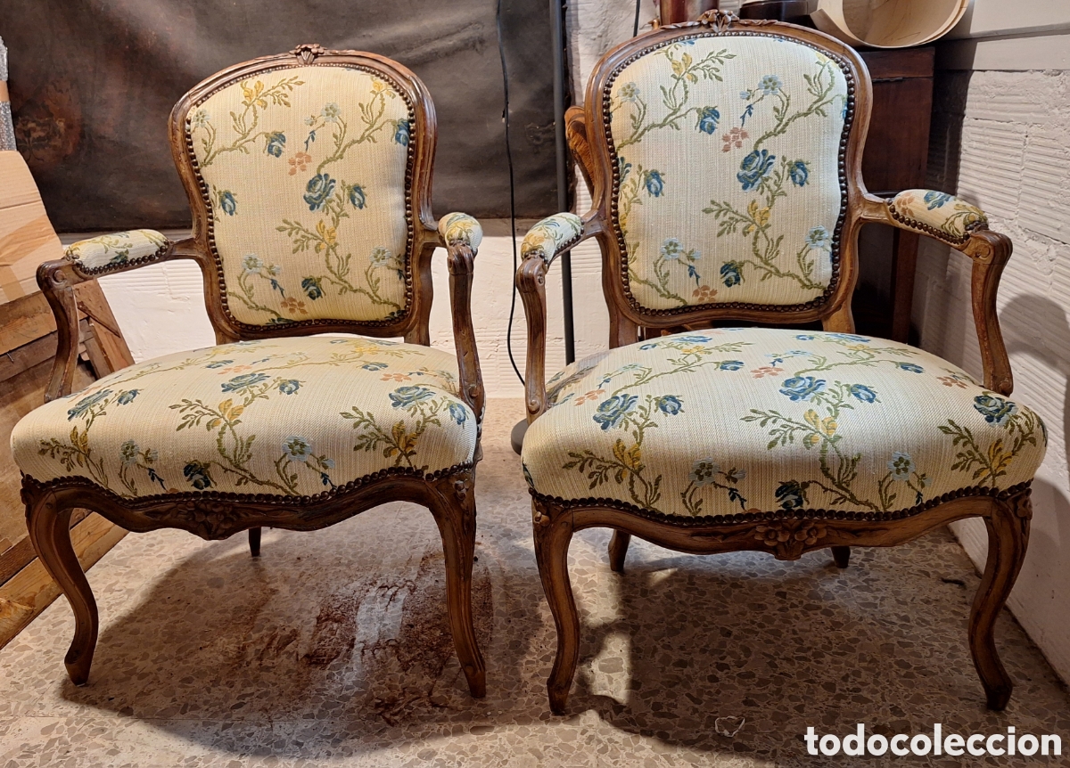Antig&uuml;edades: PAREJA DE SILLONES DE &Eacute;POCA LUIS XV - Foto 2