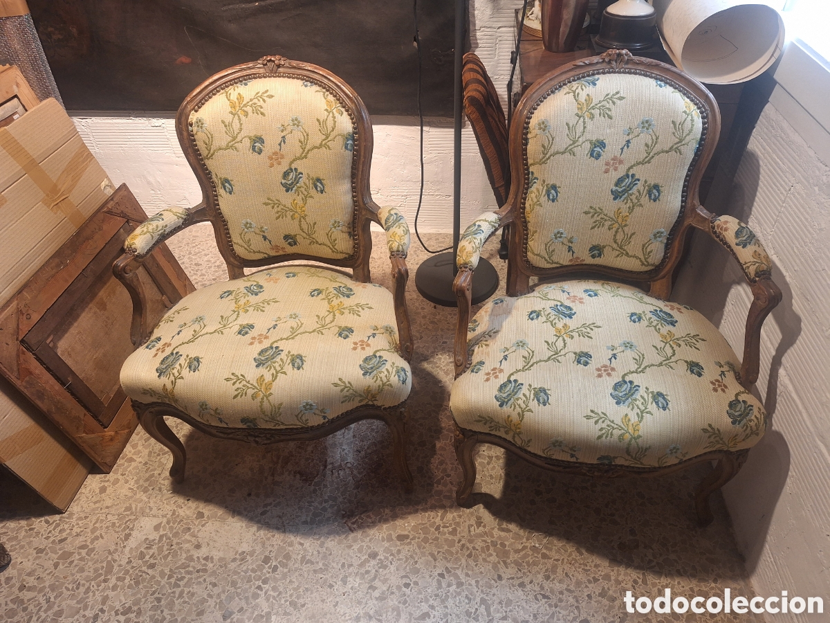 Antig&uuml;edades: PAREJA DE SILLONES DE &Eacute;POCA LUIS XV - Foto 1