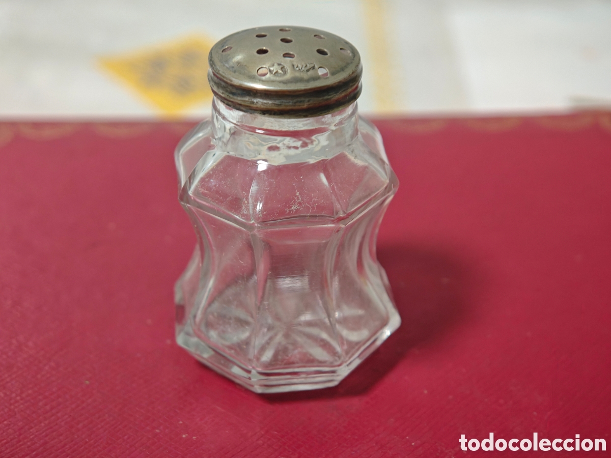 Antig&uuml;edades: Salero en cristal y plata de ley - Foto 2