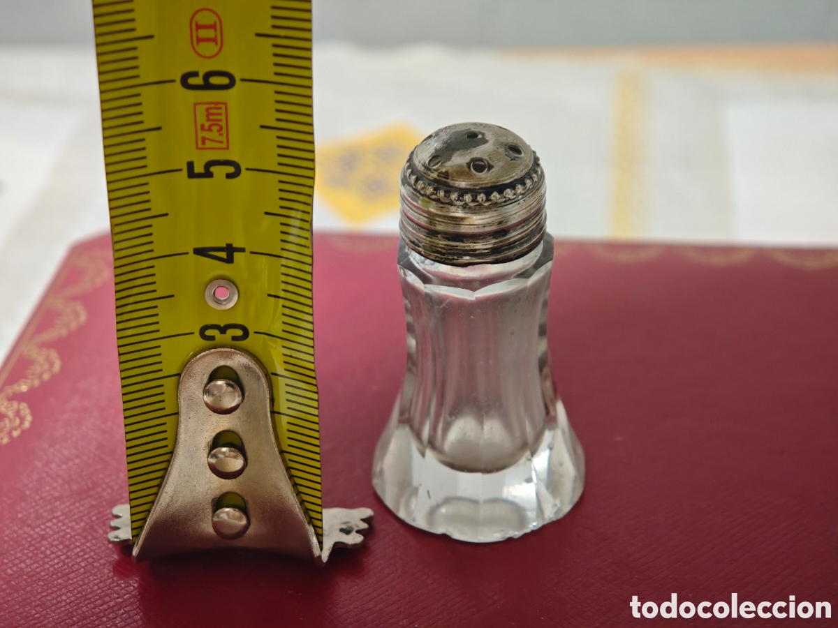 Antig&uuml;edades: Salero en cristal y plata de ley - Foto 3