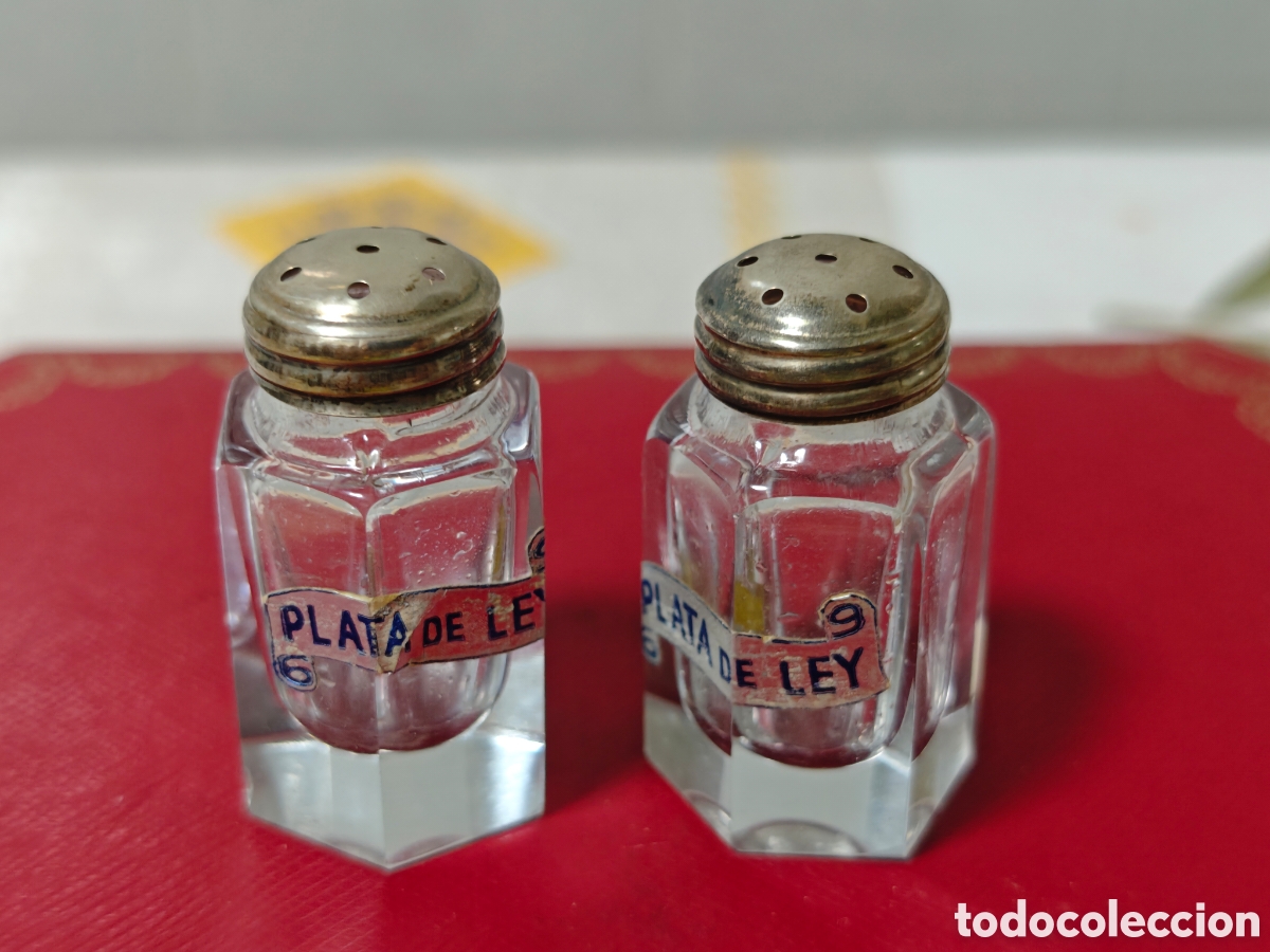 Antig&uuml;edades: Dos saleros de cristal y plata de ley - Foto 3