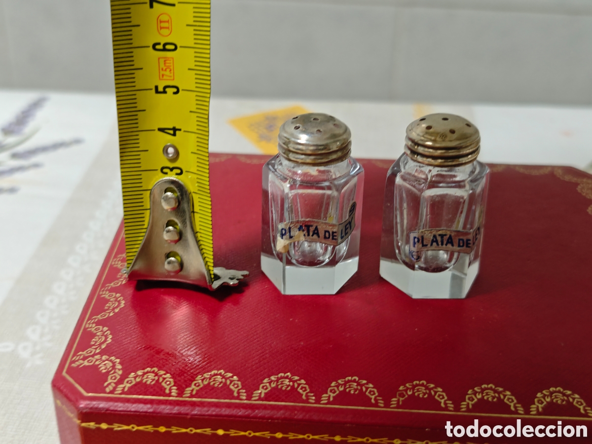 Antig&uuml;edades: Dos saleros de cristal y plata de ley - Foto 5