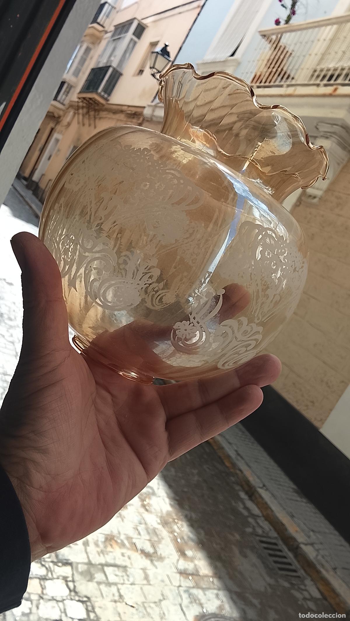 Antig&uuml;edades: ANTIGUA TULIPA CRISTAL PARA REPOSICION DE LAMPARAS