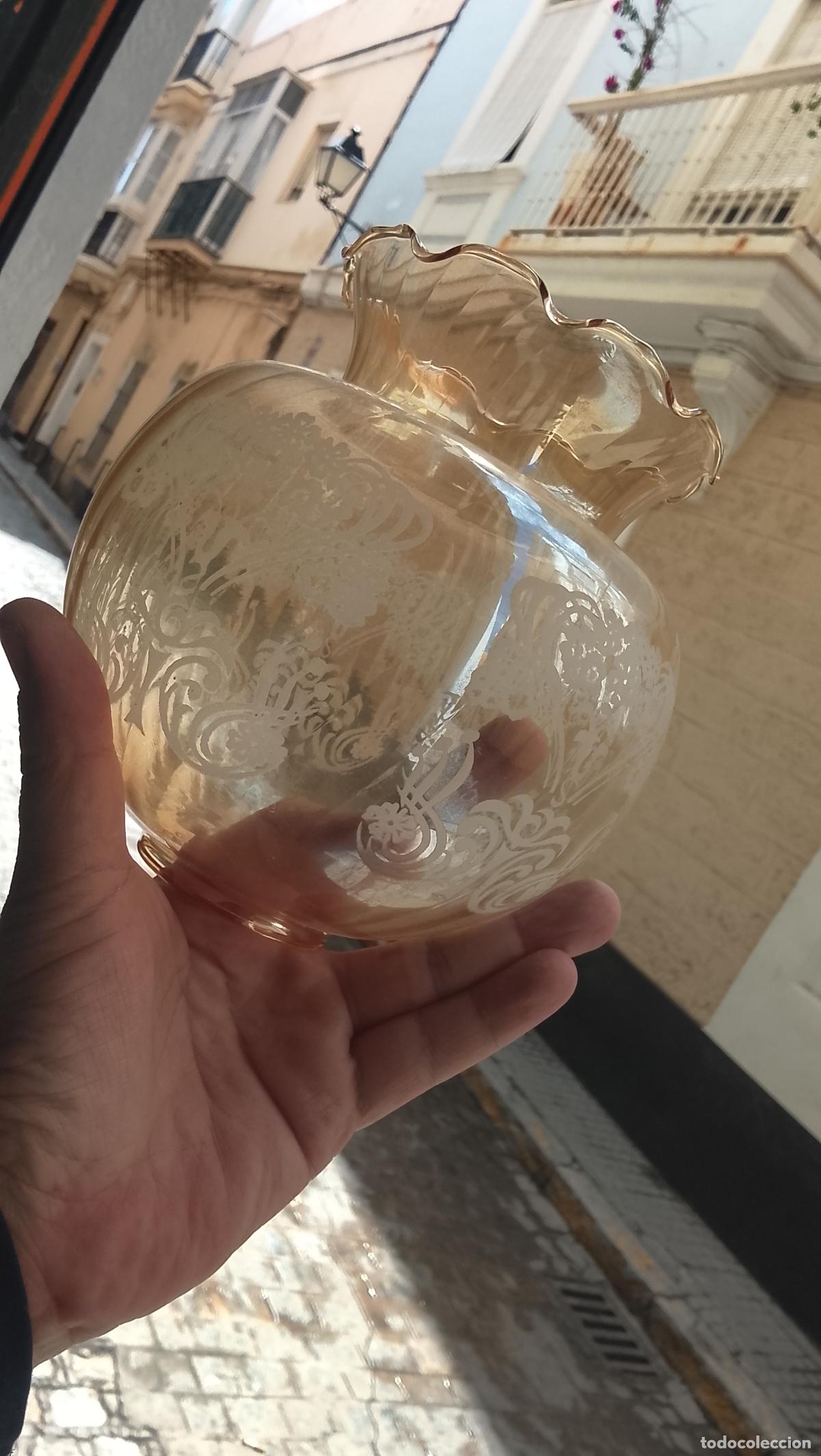 Antig&uuml;edades: ANTIGUA TULIPA CRISTAL PARA REPOSICION DE LAMPARAS