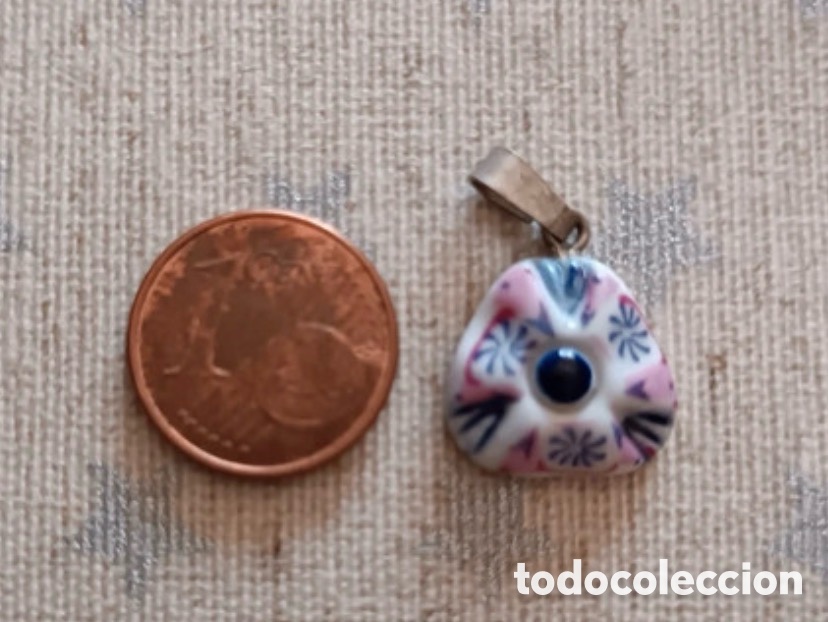 Antig&uuml;edades: Colgate de plata y ceramica de Sargadelos (A5)