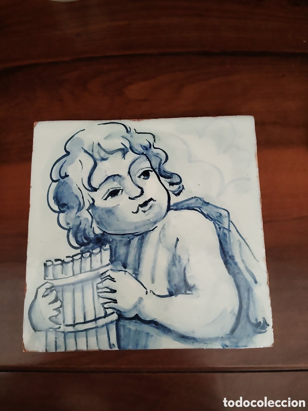 Antiques: Azulejo portugu&eacute;s pintado a mano. Querubin
