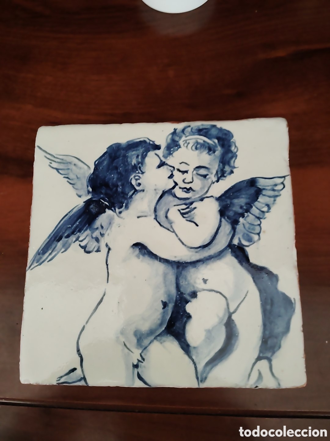Antiquit&eacute;s: Azulejo portugu&eacute;s pintado a mano. El primer beso