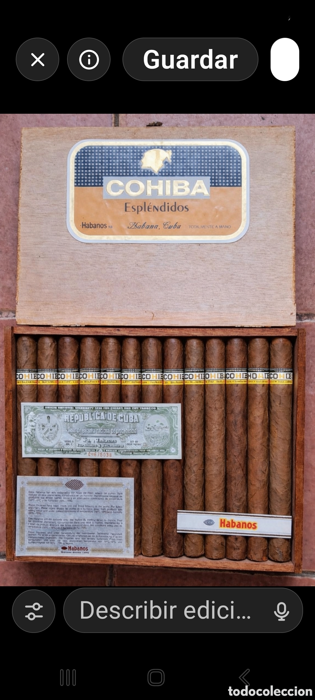 Antig&uuml;edades: Caja de 25 puros Habanos Espl&eacute;ndidos. Cosecha 2002.