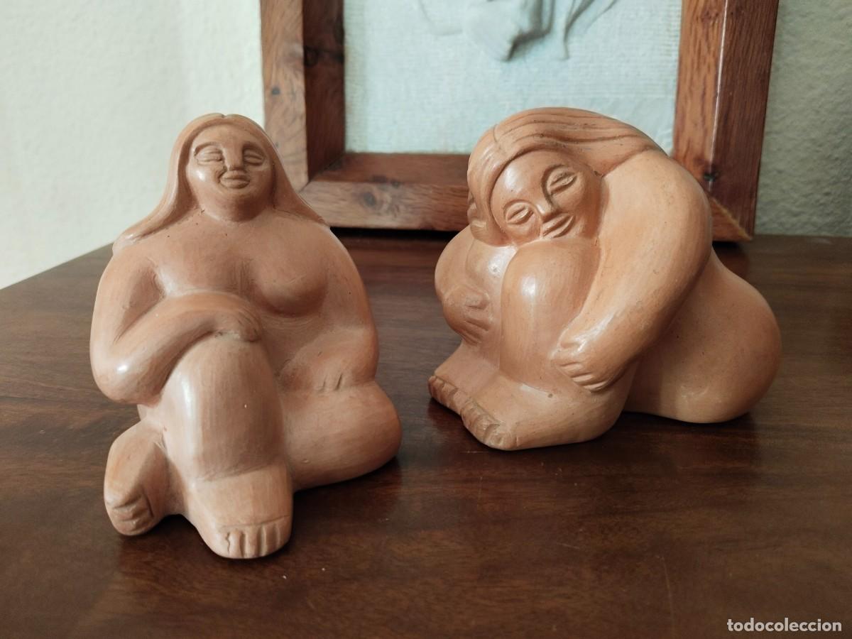 Antig&uuml;edades: 2 Figuras del taller Las Gordas Chile. Hechas a mano.